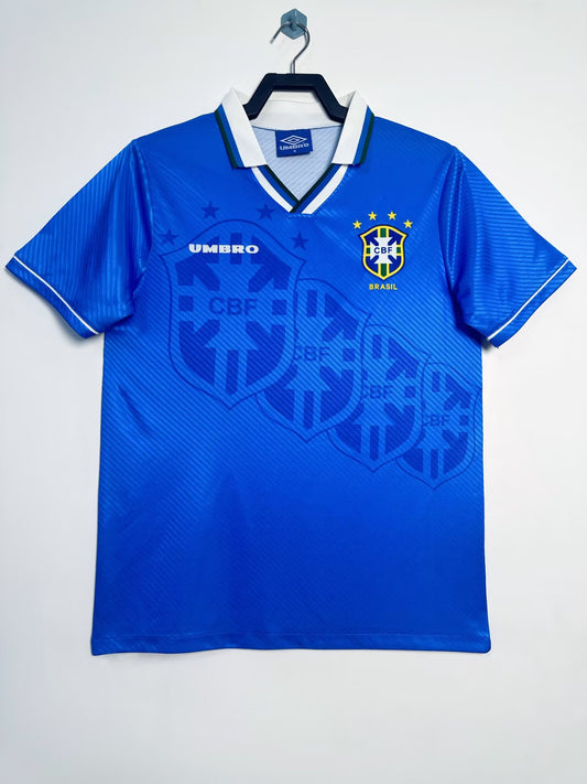 Brazil 1996 Away Kit Blue Shirt Adult