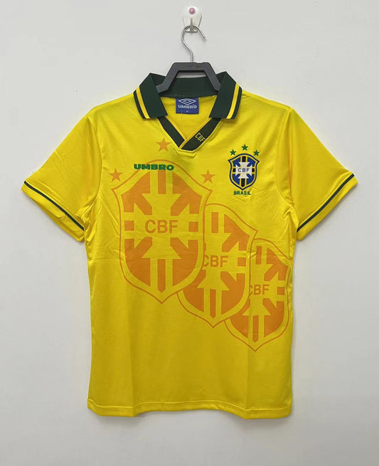 Brazil 1994 Home Kit Retro Yellow Shirt Adult