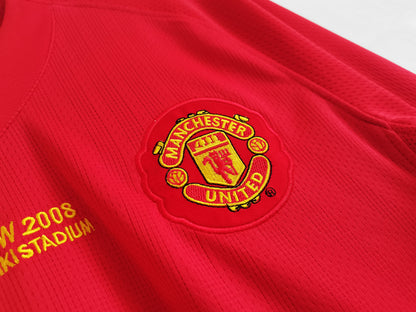 Retro 2007/08 Man United Home Kit Long Sleeve Adult