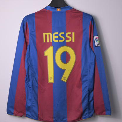 Barcelona 2007/08 Home Kit Long Sleeve Retro MESSI #19 LEP